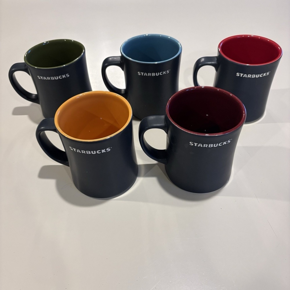 Starbucks 2011 2012 New Bone China Matte Coffee Mug Lot Of 5 Bear Dragon Scooter